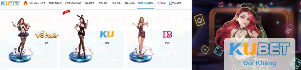 Banner KU Đối Kháng với hình nhân vật hoạt hình và các nhà cung cấp V8 3D và DB 2
